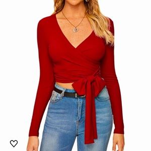 Amazon cropped wrap tie top